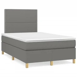 vidaXL Box spring postelja z vzmetnico LED temno siva 120x190 cm blago