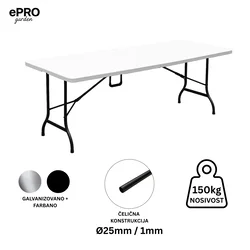 ePRO sklopivi baštenski sto 180x74x74cm, metal-plastika