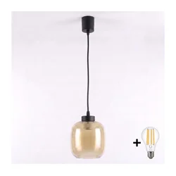 Brilagi - LED luster na lanku R GLASS 1xE27/60W/230V prečnik 14 cm crna/zadimljeno smeđa