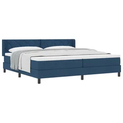 Vidaxl Postelja z vzmetnico z vzglavjem Modra 200 x 200 cm blago