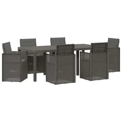 Vrtni set za objed s jastukom 7 pcs Svjetlosiva i antracit PP