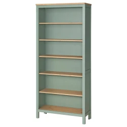 HEMNES Biblioteka, sivozelena/svetlosmeđe bajcovano, 90x197 cm