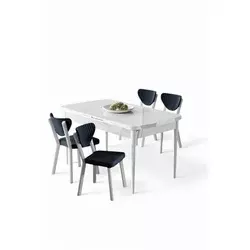HANAH HOME Rasklopivi trpezarijski sto i stolice (5 delova) Exve White Anthracite