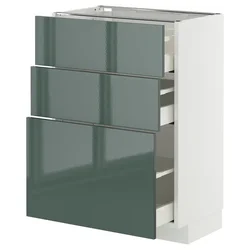 METOD / MAXIMERA Podni element s 3 fioke, bela/Kallarp tamna sivozelena visokog sjaja, 60x37 cm