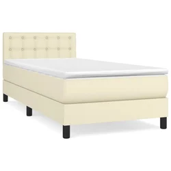 Vidaxl Box spring postelja z vzmetnico krem 90x200 cm umetno usnje