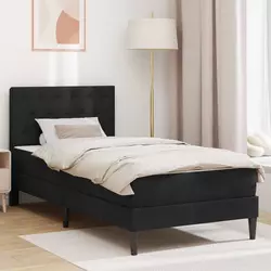 Okvir kreveta s madracem s uzglavljem Crna 80 x 200 cm Baršun