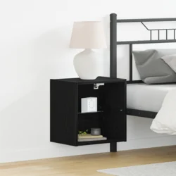 Floating Shelf with LED Light 2 pcs Crna 40 x 28,5 x 40 cm