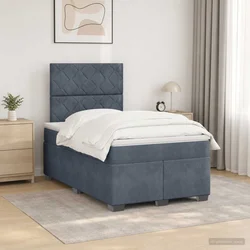vidaXL Postelja boxspring z vzmetnico Temno siva 120 x 190 cm Žamet