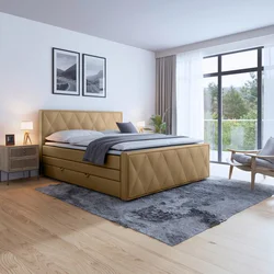 Livetastic BOXSPRING POSTELJA 180 cm  x 200 cm , les, kovina, umetna masa, tekstil bež