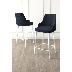 Hanah Home set od 4 barskih stolica Tera, antracit tkanina Babyface, bele metalne noge