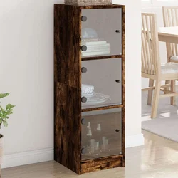Visoka komoda sa staklenim vratima boja hrasta 35 x 37 x 109 cm