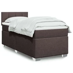 VIDAXL Box spring postelja z vzmetnico temno rjav 90x190 cm blago
