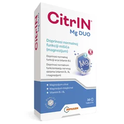 Inpharm CitrIN Mg DUO, Magnezijum citrat + magnezijum bisglicinat, 30 tableta