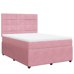Vidaxl Box spring postelja z vzmetnico roza 160x200 cm žamet