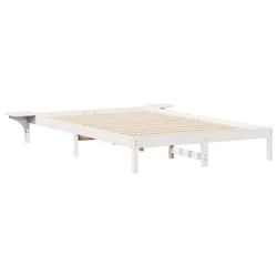 Vidaxl Posteljni okvir s stranskimi omaricami Bela 140 x 210 cm