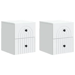 Noćni ormarić za montažu na zid 2 pcs Bijela 33 x 34,5 x 40 cm