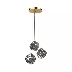 Luster na sajli CRISTAL 3xE14/15W/230V mesing/dimljeno crno