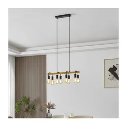 Eglo 43316 - Luster na sajli ERRIBERA 8xE27/40W/230V hrast/crna