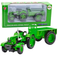 Metalna kmetijska traktor s prikolico zelena 1:18