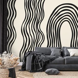 Tapeta moderne črno-bele valovite linije - 343x231