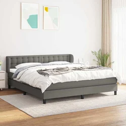 shumee Box spring postelja z vzmetnico temno siva 160x200 cm blago