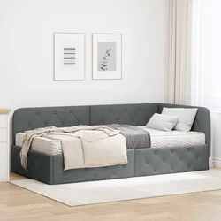 Kutni okvir kreveta Tamno siva 90 x 200 cm tkanina