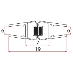 EXTRA SLIM komplet ravnih magnetnih tesnil za steklo 6/6 mm, 1900 mm - Aqualine - 24 - 6 - 14