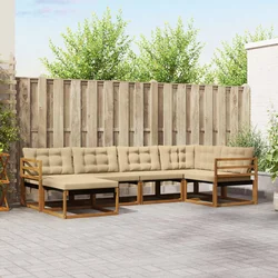 Set vanjskih sofa 6 kom. Prirodna i bež Čvrsto drvo akacije