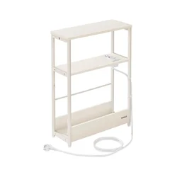 Stolić ROD sa ugrađenom utičnicom i USB portovima, beli/krem