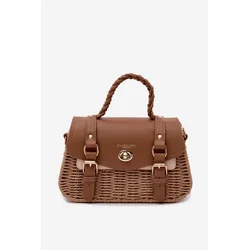 Flora&Co Majhna rjava torba s pletenim vzorcem