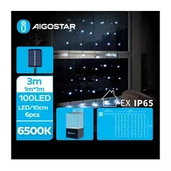 Aigostar - LED solarni lanac 100xLED/8 funkcija 4x1m IP65 hladna bela