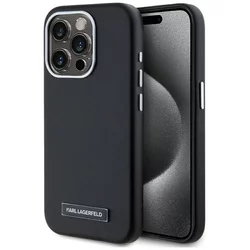 Ovitek Karl Lagerfeld Case FW Metal Plate MagSafe for iPhone 15 Pro Max black (KLHMP15XPGMSRPK)