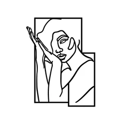 Wallxpert Zidna dekoracija Woman 2 M, 50x38cm, Crna