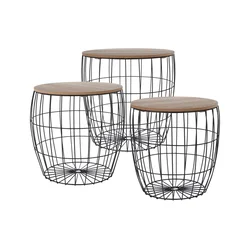 SET od 3 konferencijska stočića BRISO, prečnici 31/38/42,5 cm, braon/crna