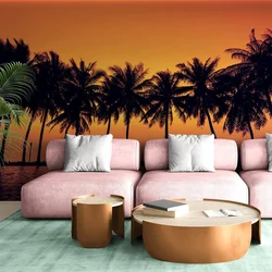 Tapeta sončni zahod nad palmami - 150x100