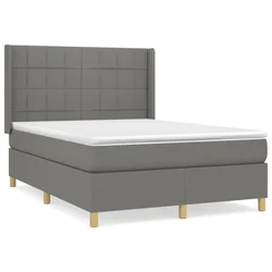 Vidaxl Box spring posteljni z vzmetnico temno siv 140x190 cm blago
