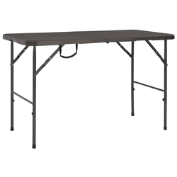 Den Zložljiva vrtna miza rjava 120x60x74 cm HDPE videz ratan