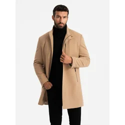 Ombre Structured fitted coat for men with high collar - light brown