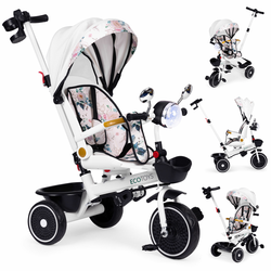 Ecotoys Tricikl za decu sa rotirajućim sedištem, gurajućim rukohvatom i tendom white ( WQL-186 WHITE )