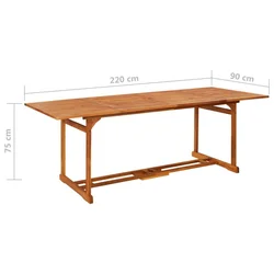 Vrtni blagovaonski stol 220 x 90 x 75 cm masivno bagremovo drvo