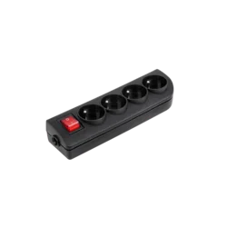 Elgotech Električna vtičnica 4x 230V črna s stikalom GN-40W-2