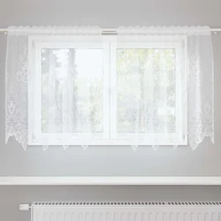 Čipkasta zavjesa sa zavjesama Bijelo 80 x 150 cm Poliester