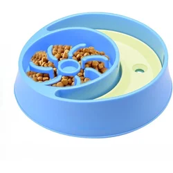 Slow Feeder činija za hranu i vodu Plavo Žuta 26x26x7 cm