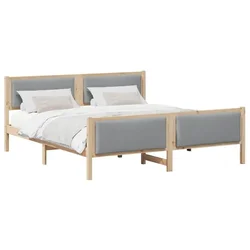 Vidaxl Konstrukcija postelje Svetlo siva 200 x 200 cm blago