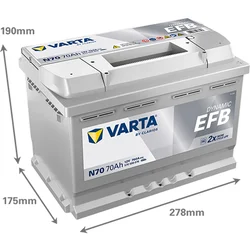 VARTA start-stop akumulator EFB N70 12V 70AH D+
