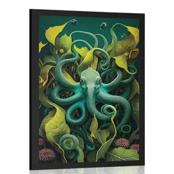 Plakat nadrealistična hobotnica - 30x45 silver