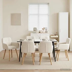 Trpezarijske stolice 6 pcs Bouclé Krem 59 x 57 x 85 cm