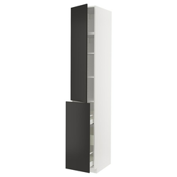 METOD / MAXIMERA Vis.elem. s izvl.funk. 3fi/1vr/2pol, bela/Nickebo boja antracita, mat, 40x60x240 cm