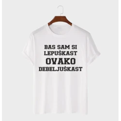 MAFIMI Muška majica Bas sam si lepuškast ovako debeljuškast, Bela