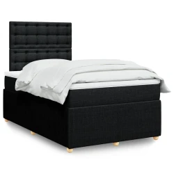 Vidaxl Box spring postelja z vzmetnico črna 120x190 cm blago